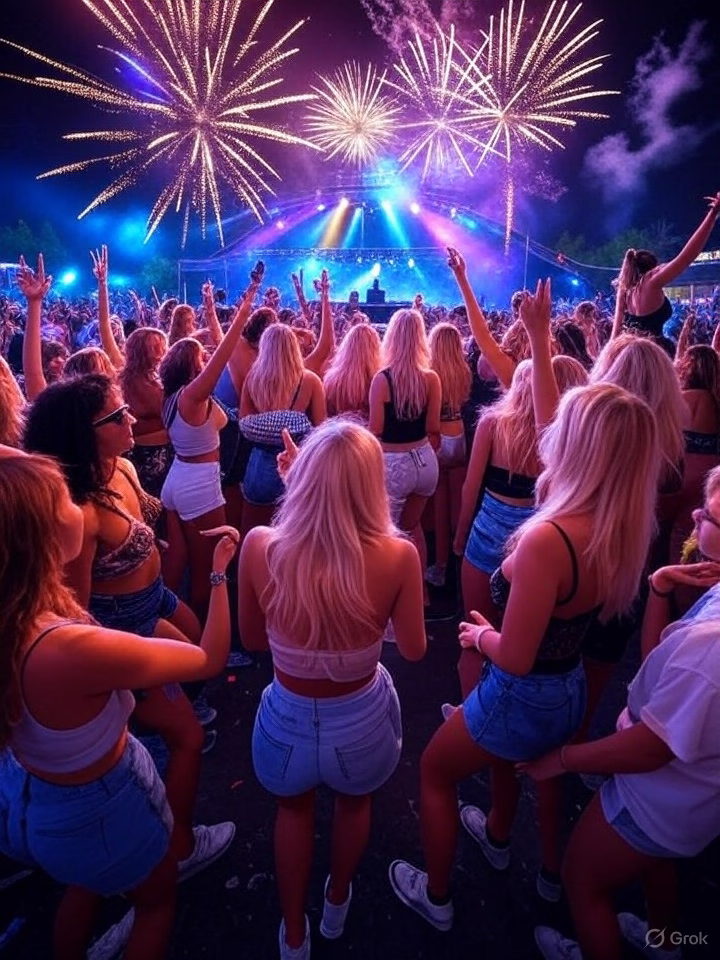 Girls partying at an EDM Festival